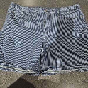 Lee Women's Navy Striped Jean Shorts